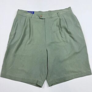 Pendleton 100% Silk Chino Shorts Mens 36 Green Summer 9" Inseam Portside Pleated